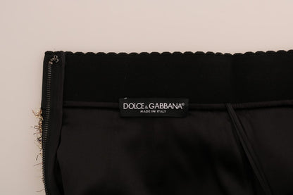 Dolce & Gabbana 골드 블랙 짧은 미니 스커트