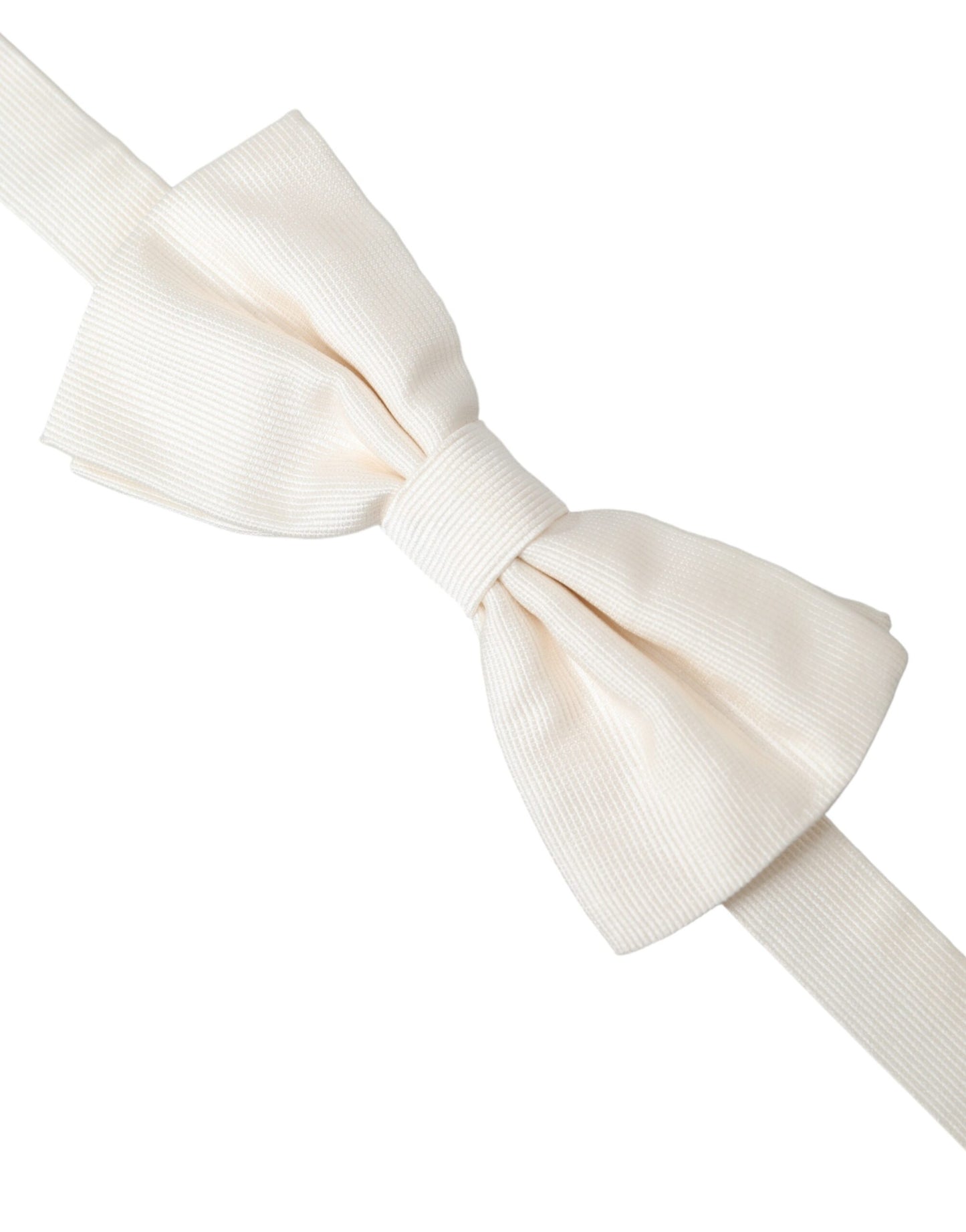 Dolce & Gabbana Off White Silk Adjustable Neck Men Bow Tie