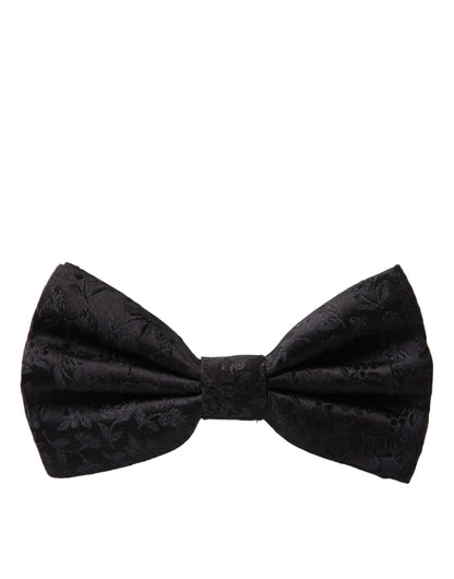 Dolce & Gabbana Black Brocade Silk Adjustable Neck Men Bow Tie