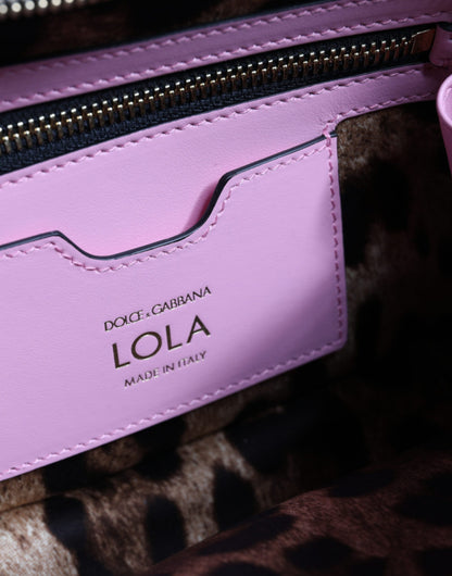 Dolce & Gabbana Baby Pink LOLA Leather Studded Crossbody Strap Bag