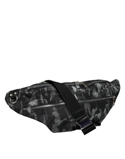 Dolce & Gabbana Black Leopard Fabric Belt Waist Fanny Pack Bag