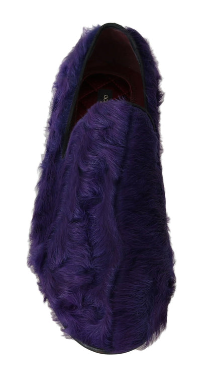 Dolce & Gabbana Plush Purple Sheep Fur Loafers