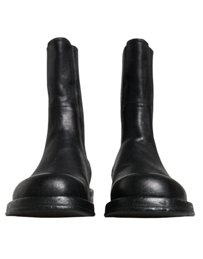 Dolce & Gabbana Black Horse Leather Mid Calf Boots Shoes