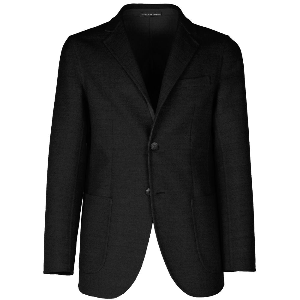 Made in Italy Black Wool Vergine Blazer