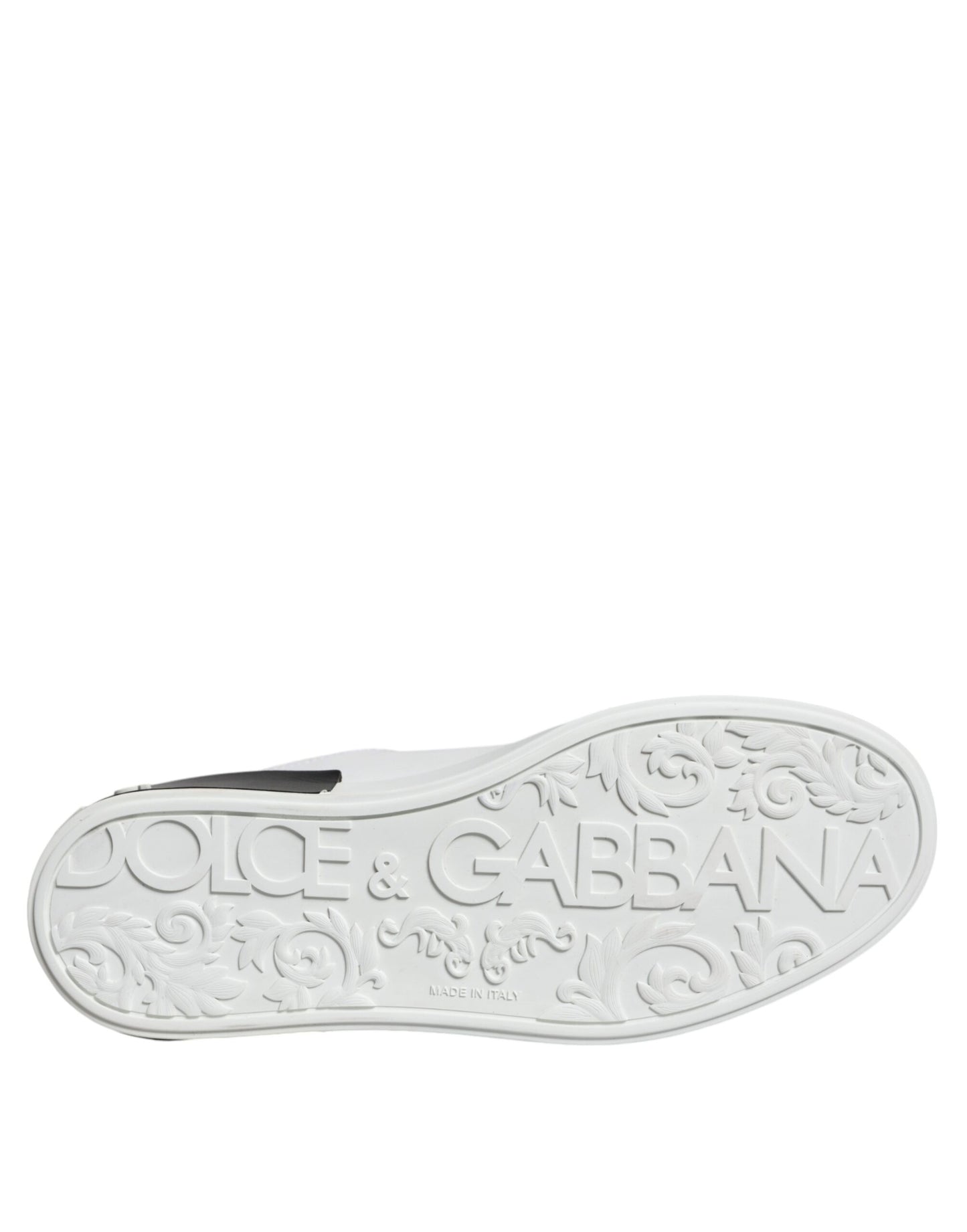 Dolce & Gabbana Black Leather Logo Portofino Sneaker Shoes