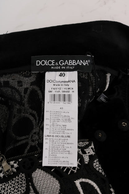 Dolce & Gabbana Floral Macramé 레이스 크리스탈 버튼 스커트