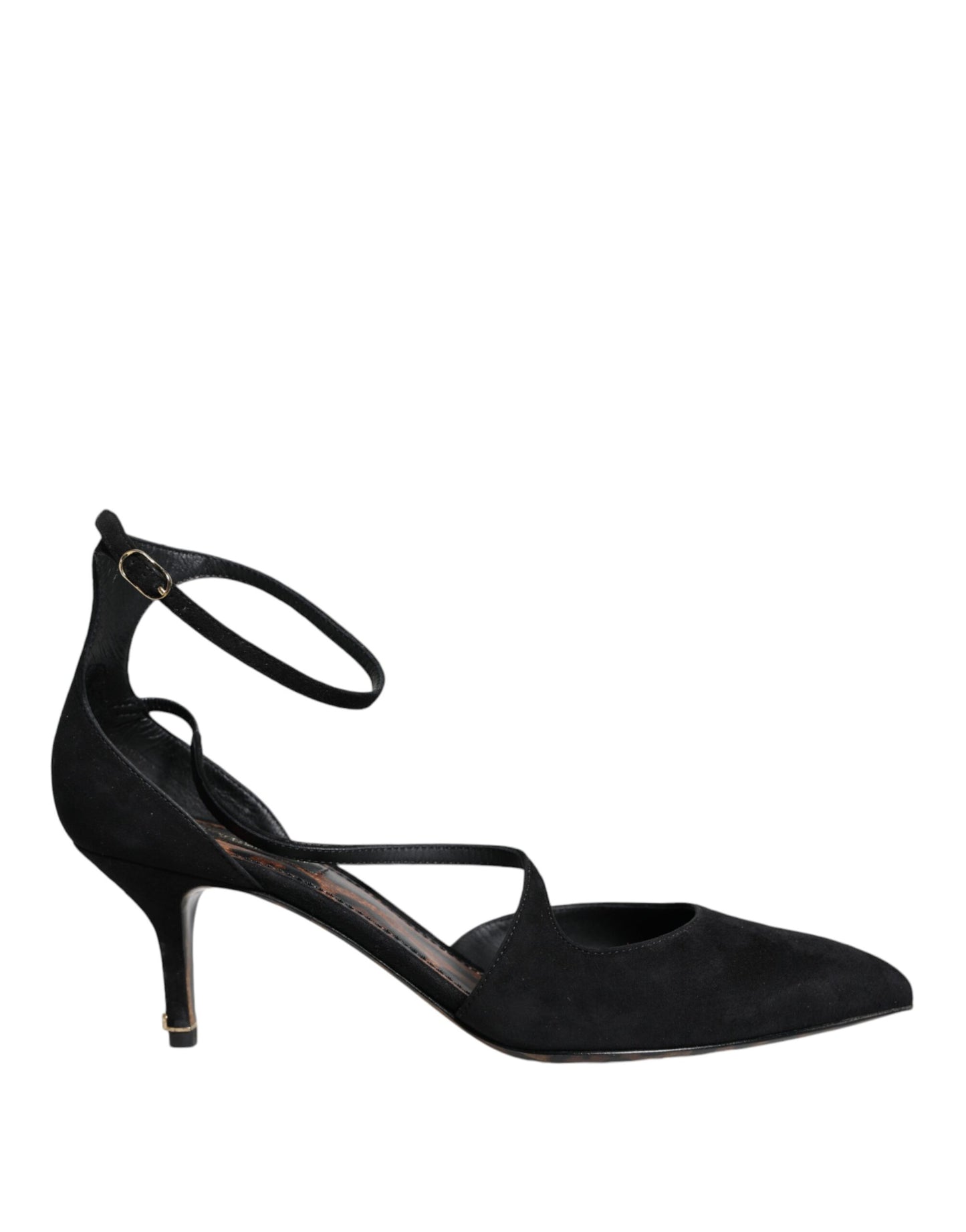 Dolce & Gabbana Black Suede Ankle Strap Heels Pumps Shoes