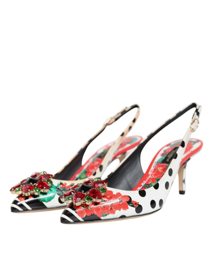 Dolce & Gabbana Multicolor Crystal Heels Slingback Shoes