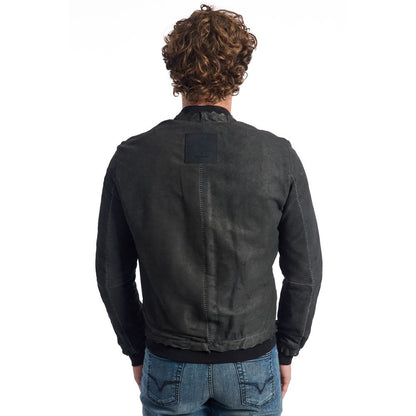 Roberto Pepe Luxury "Gray Lambskin Men Jacket"