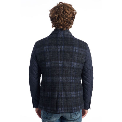 Roberto Pepe Luxury Blue Wool Men Jacket