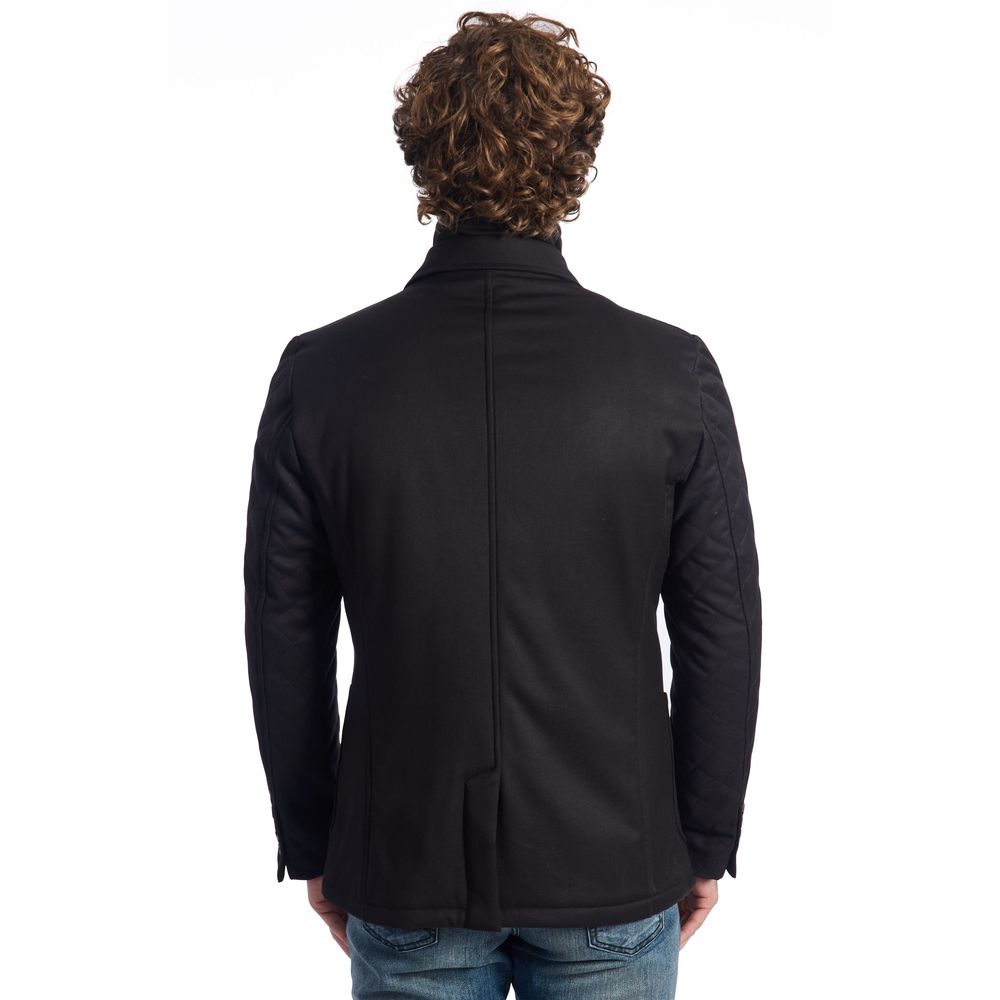 Roberto Pepe Luxury Black Viscose Men Jacket