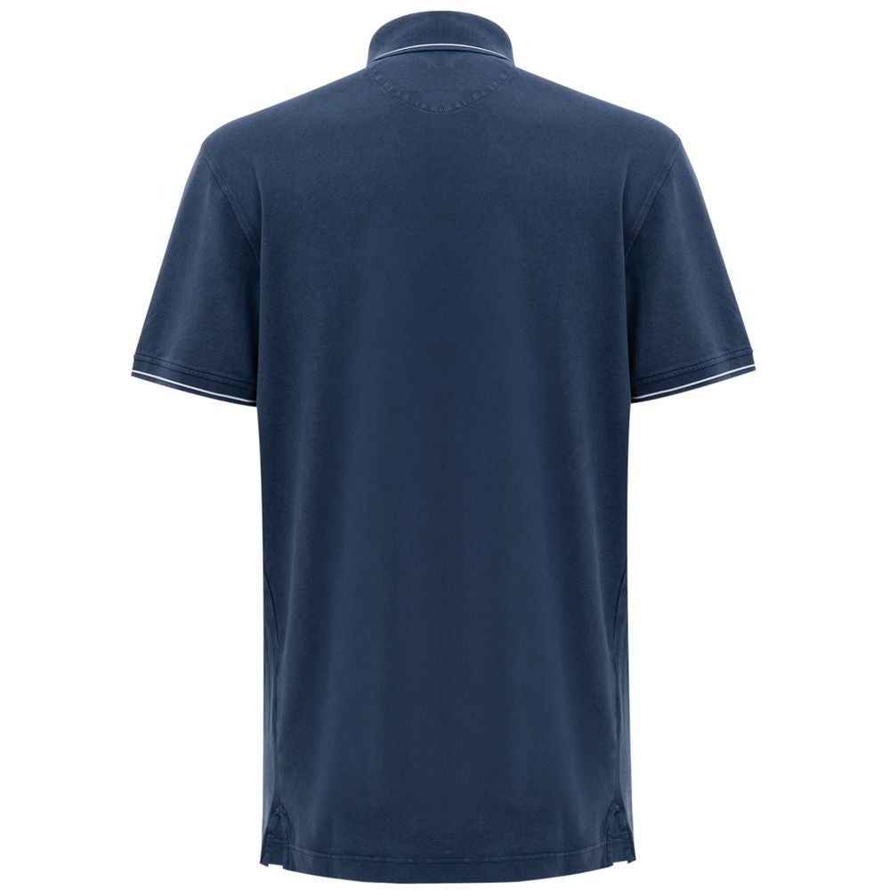 Corneliani Navy Blue Cotton Polo Shirt