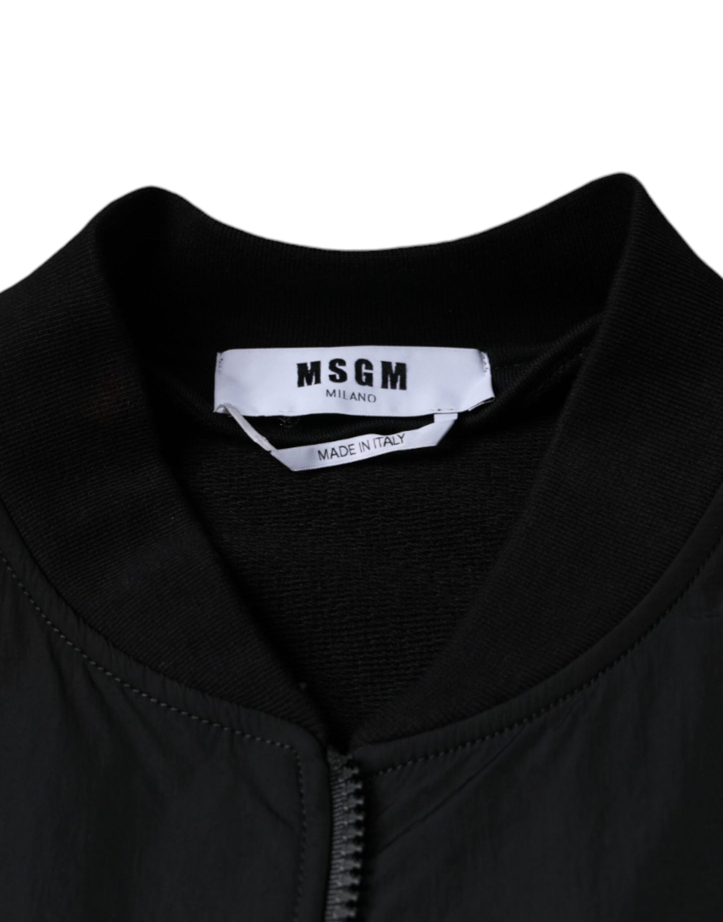 MSGM Black Cotton Full Zip Bomber Long Sleeves Jacket