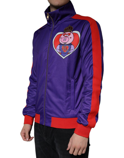 Dolce & Gabbana Purple YEAR OF THE PIG Full Zip Bomber Jacket