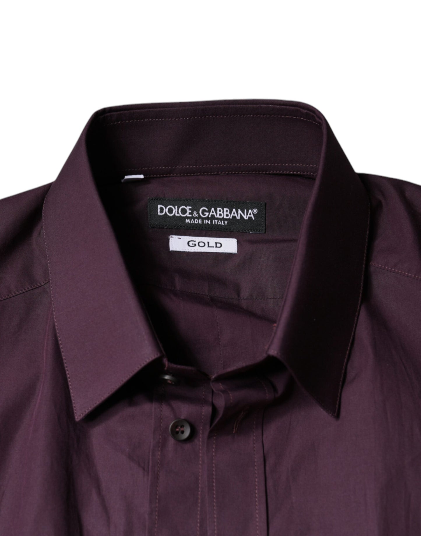 Dolce & Gabbana Dark Violet Cotton Dress GOLD Men Formal Shirt