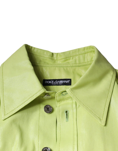 Dolce & Gabbana Green Cotton Collared Men Button Down Shirt