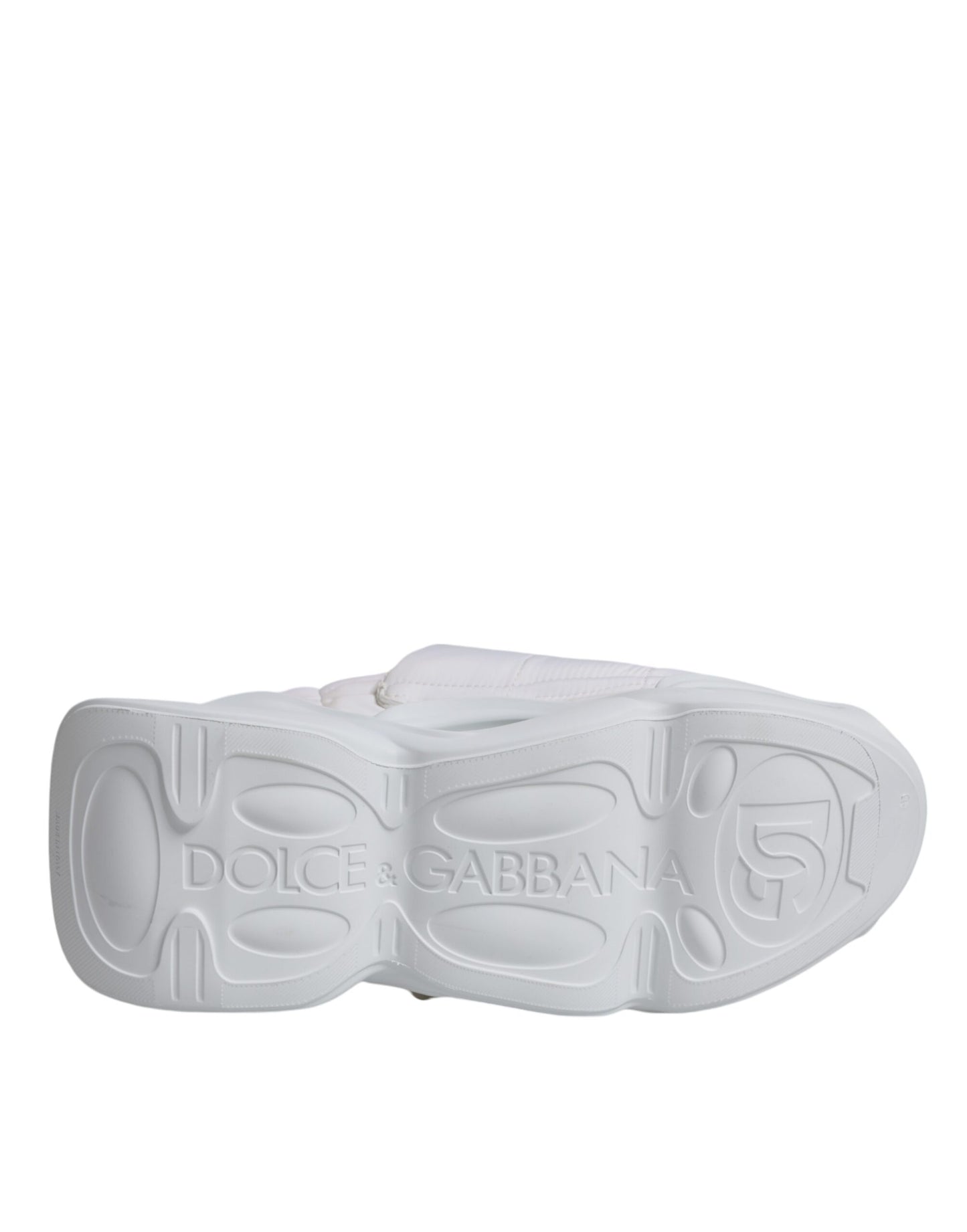 Dolce & Gabbana White Padded Fabric Low Top Sneakers Shoes