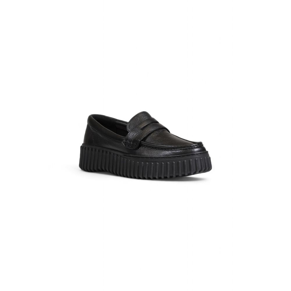 Clarks Black Leather Flat Shoe