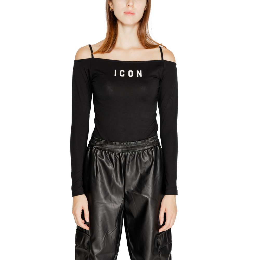 Icon Black Cotton Tops & T-Shirt