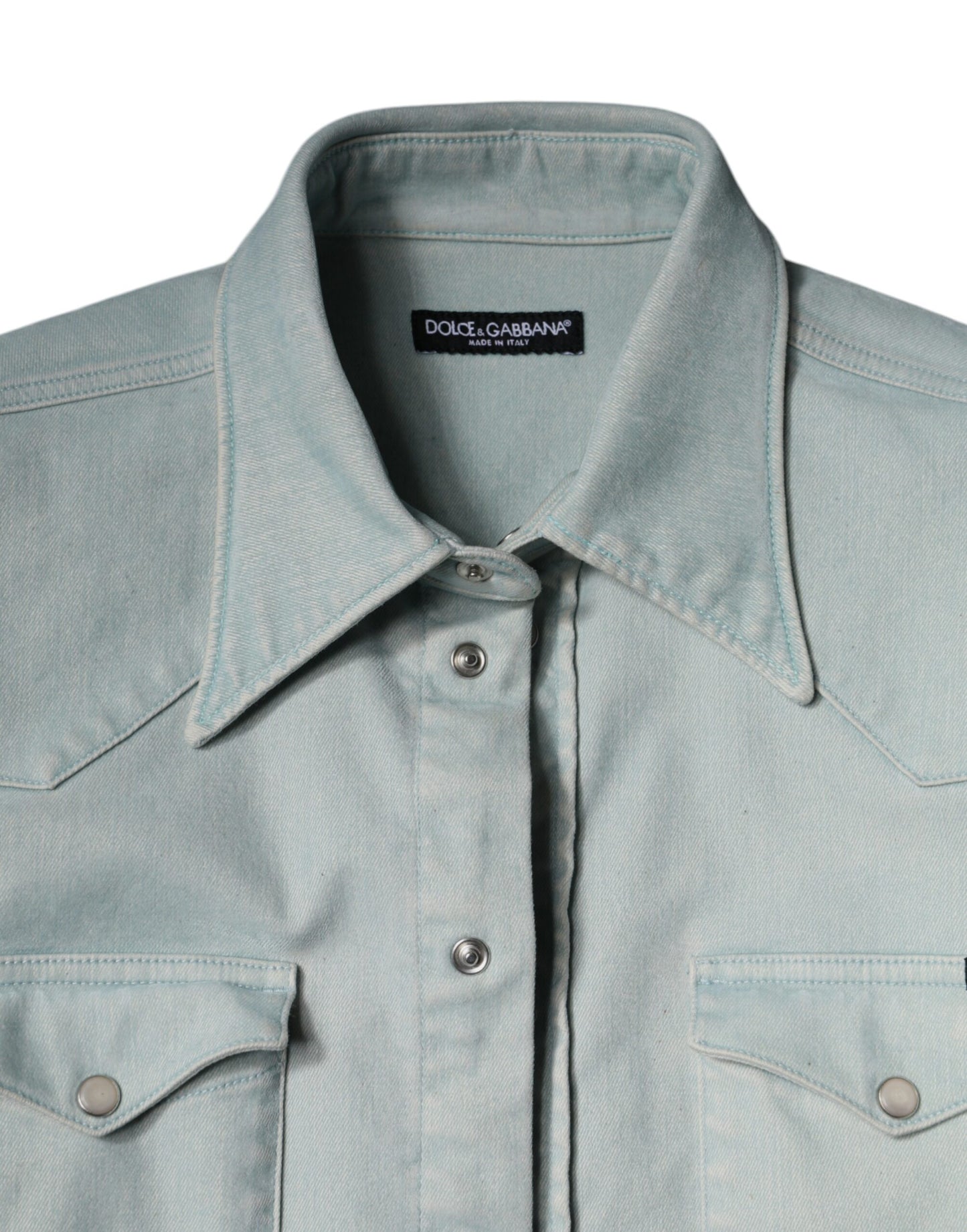 Dolce & Gabbana Light Blue Cotton Button Down Casual Shirt