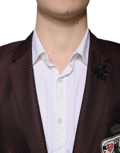 Dolce & Gabbana Maroon Deck Card Crown 2 Piece Formal Suit