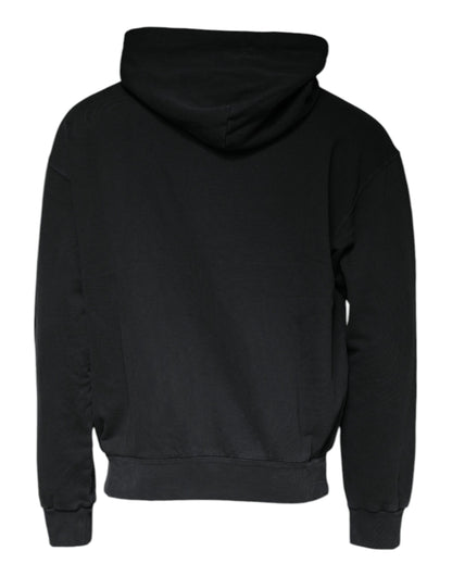 Dolce & Gabbana Black Logo Plaque Hooded Full Zip Sweater