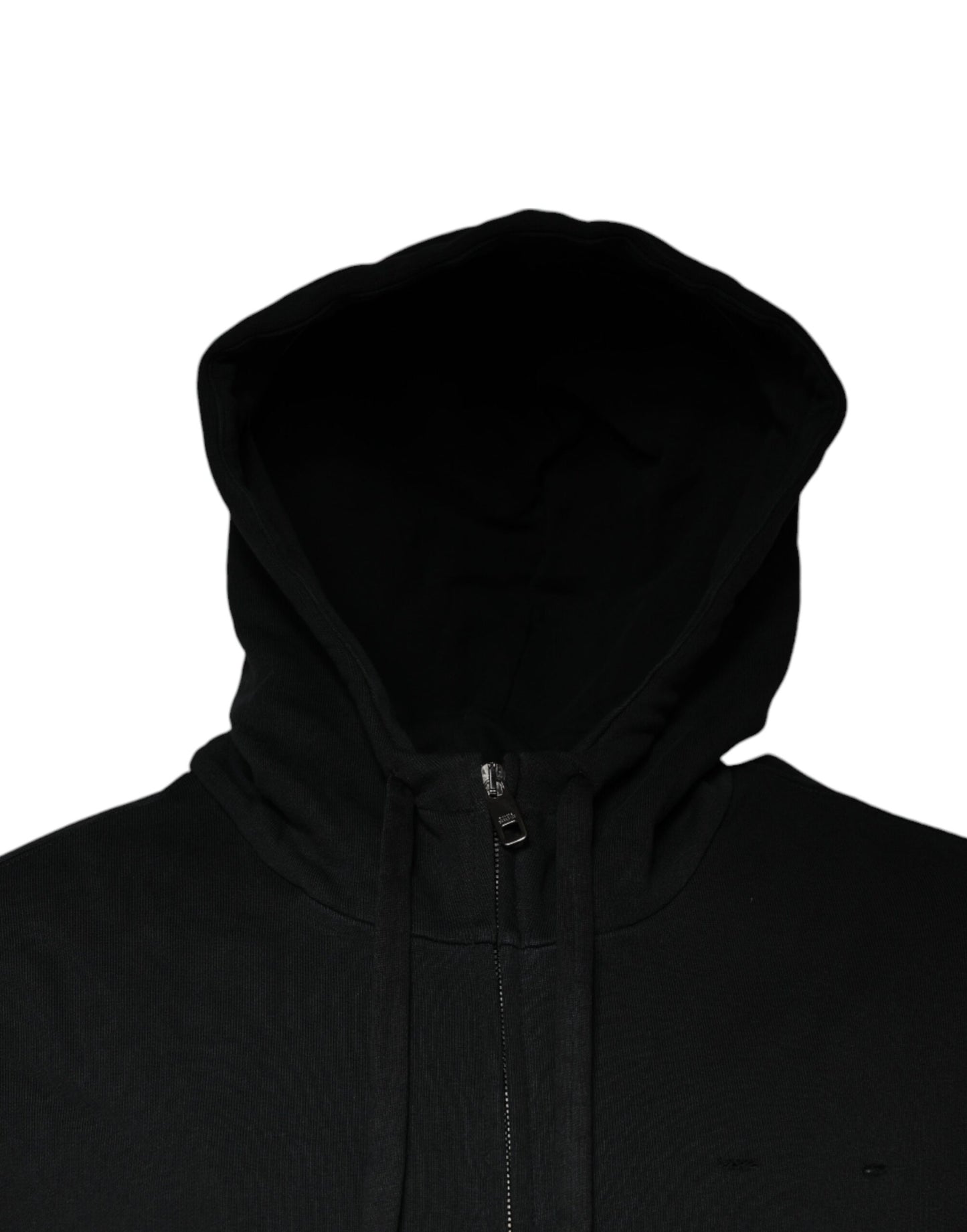 Dolce & Gabbana Black Logo Plaque Hooded Full Zip Sweater