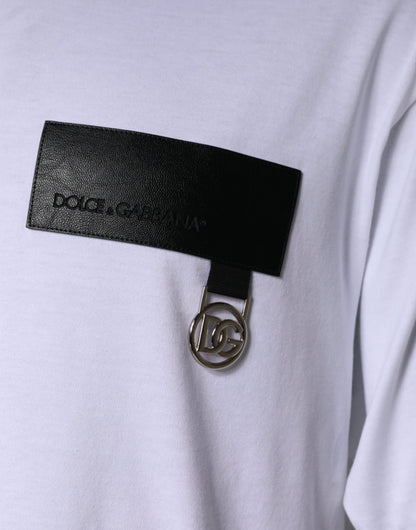 Dolce & Gabbana White Logo Patch Cotton Crew Neck T-shirt