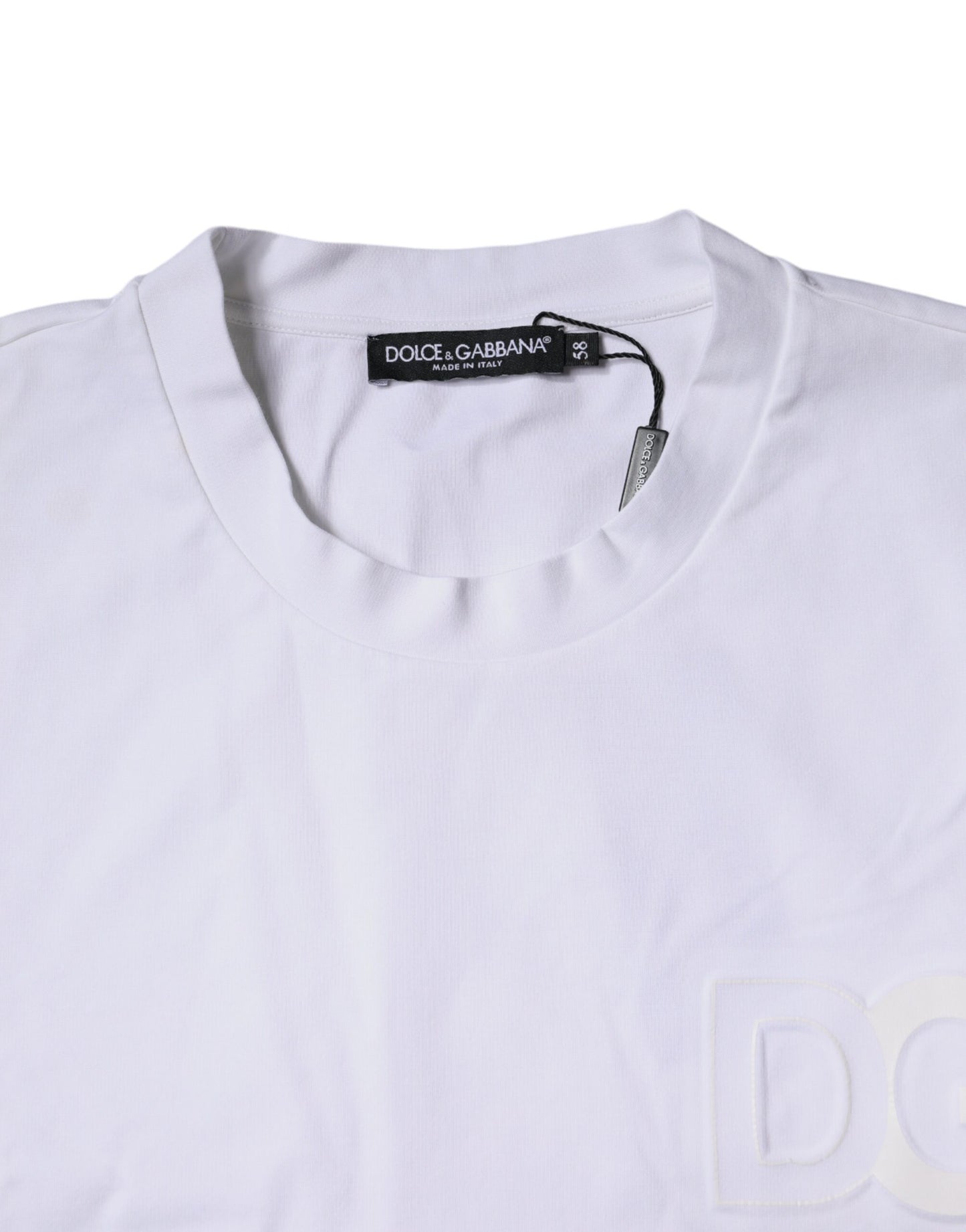 Dolce & Gabbana White Embossed Logo Crew Neck T-shirt