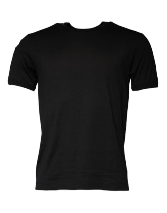 Dolce & Gabbana Black Cotton Round Neck Short Sleeve T-shirt