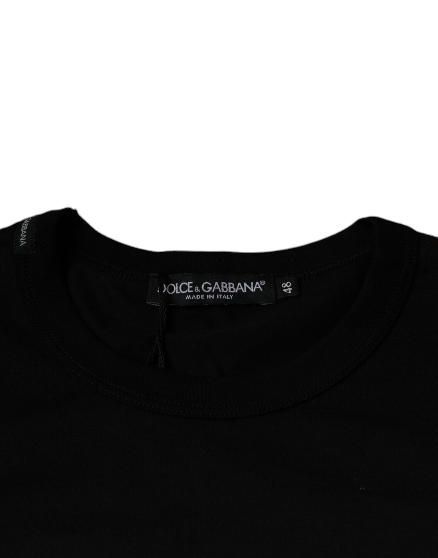 Dolce & Gabbana Black Cotton Round Neck Short Sleeve T-shirt