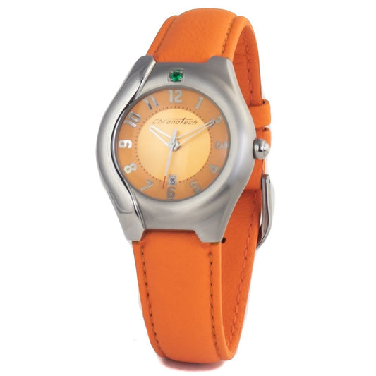 Chronotech Orange Leather Watch