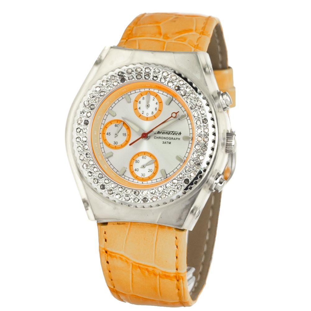 Chronotech Orange Leather Watch