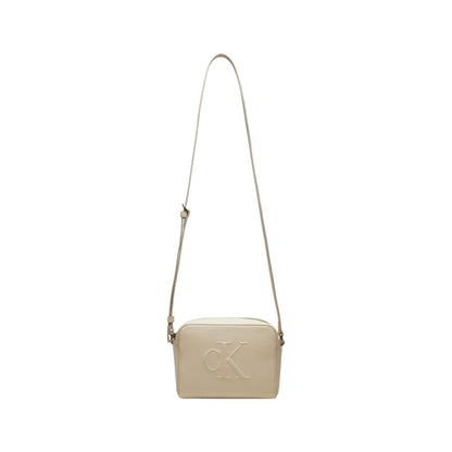 Calvin Klein Jeans Cream Synthetic Leather Handbag