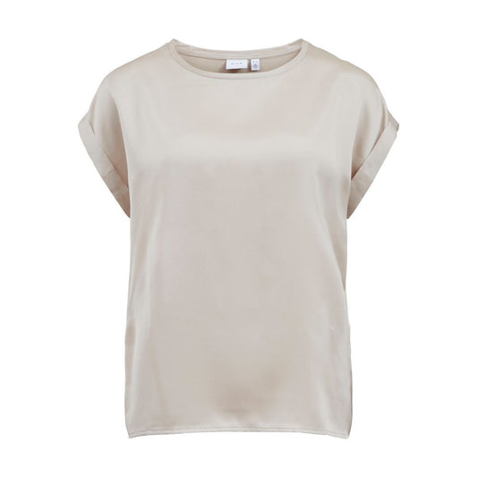 Vila Clothes Gold Cotton Tops & T-Shirt