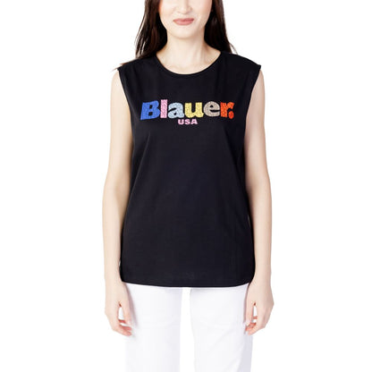 Blauer Black Cotton Tops & T-Shirt