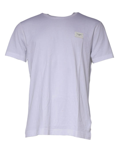 Dolce & Gabbana White Cotton Round Neck Short Sleeve T-shirt