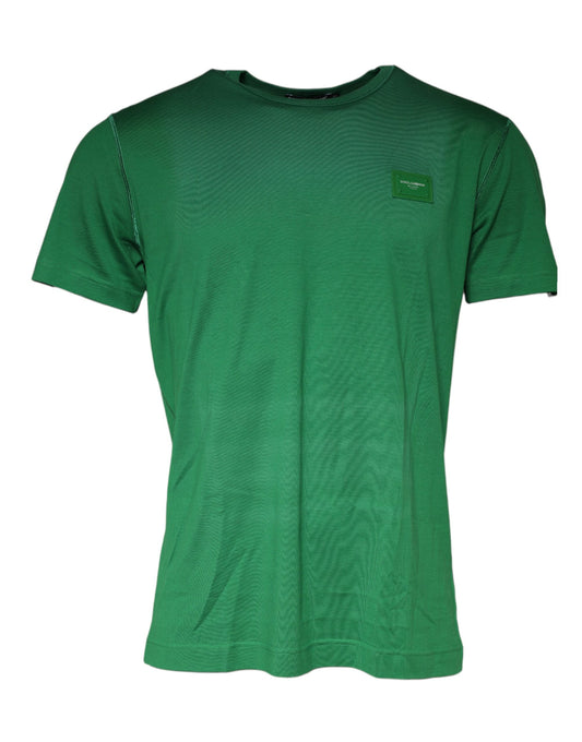 Dolce & Gabbana Green Cotton Round Neck Short Sleeve T-shirt