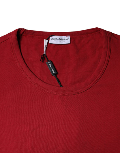 Dolce & Gabbana Red Cotton Round Neck Short Sleeve T-shirt