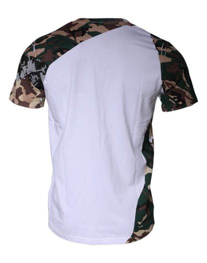 Dolce & Gabbana White Camouflage Stars Crew Neck T-shirt