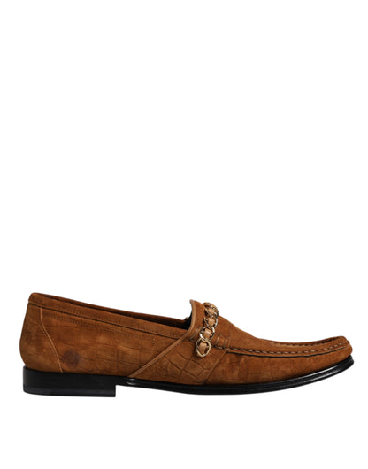 Dolce & Gabbana Brown Suede Leather Loafers Dress Shoes