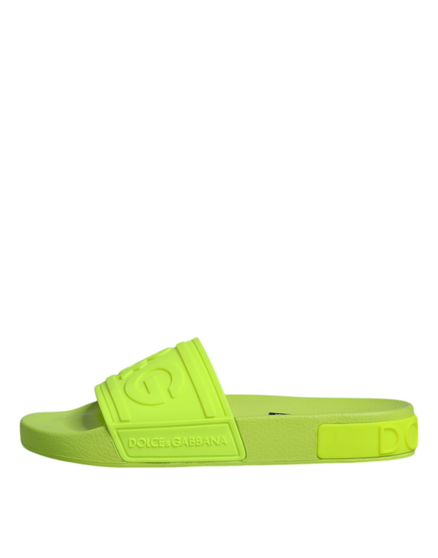 Dolce & Gabbana Green Rubber Slides Sandals Beachwear Shoes