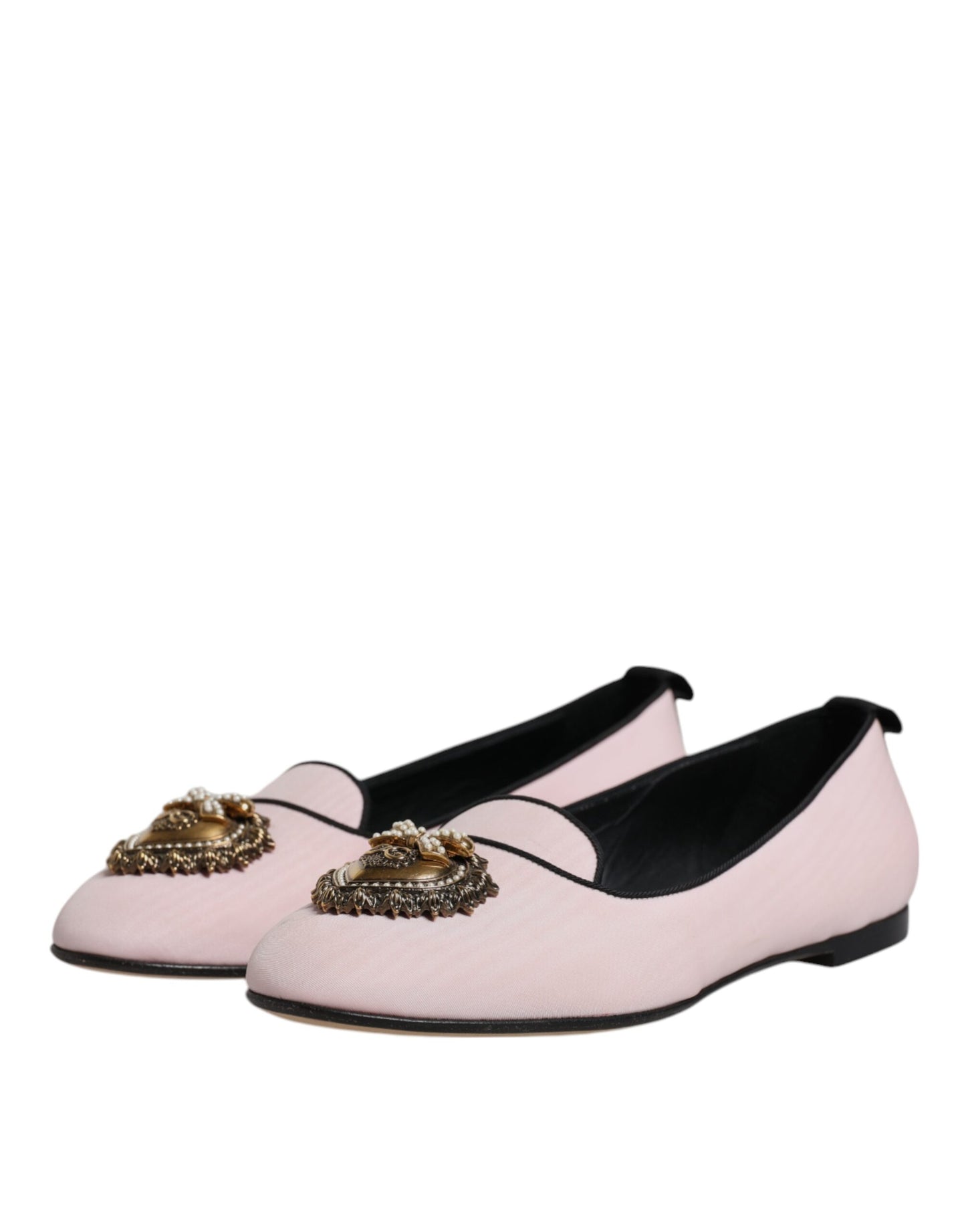 Dolce & Gabbana Light Pink Velvet Slip On Loafers Flats Shoes