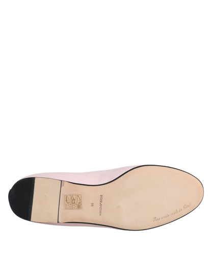 Dolce & Gabbana Light Pink Velvet Slip On Loafers Flats Shoes