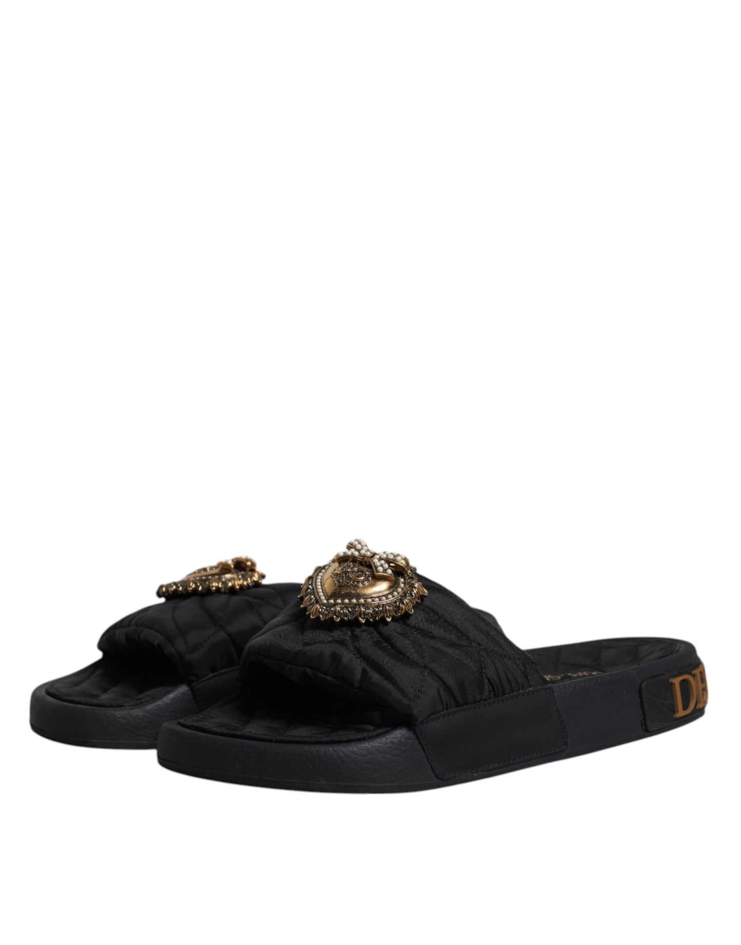 Dolce & Gabbana Black Devotion Beachwear Sandals Shoes