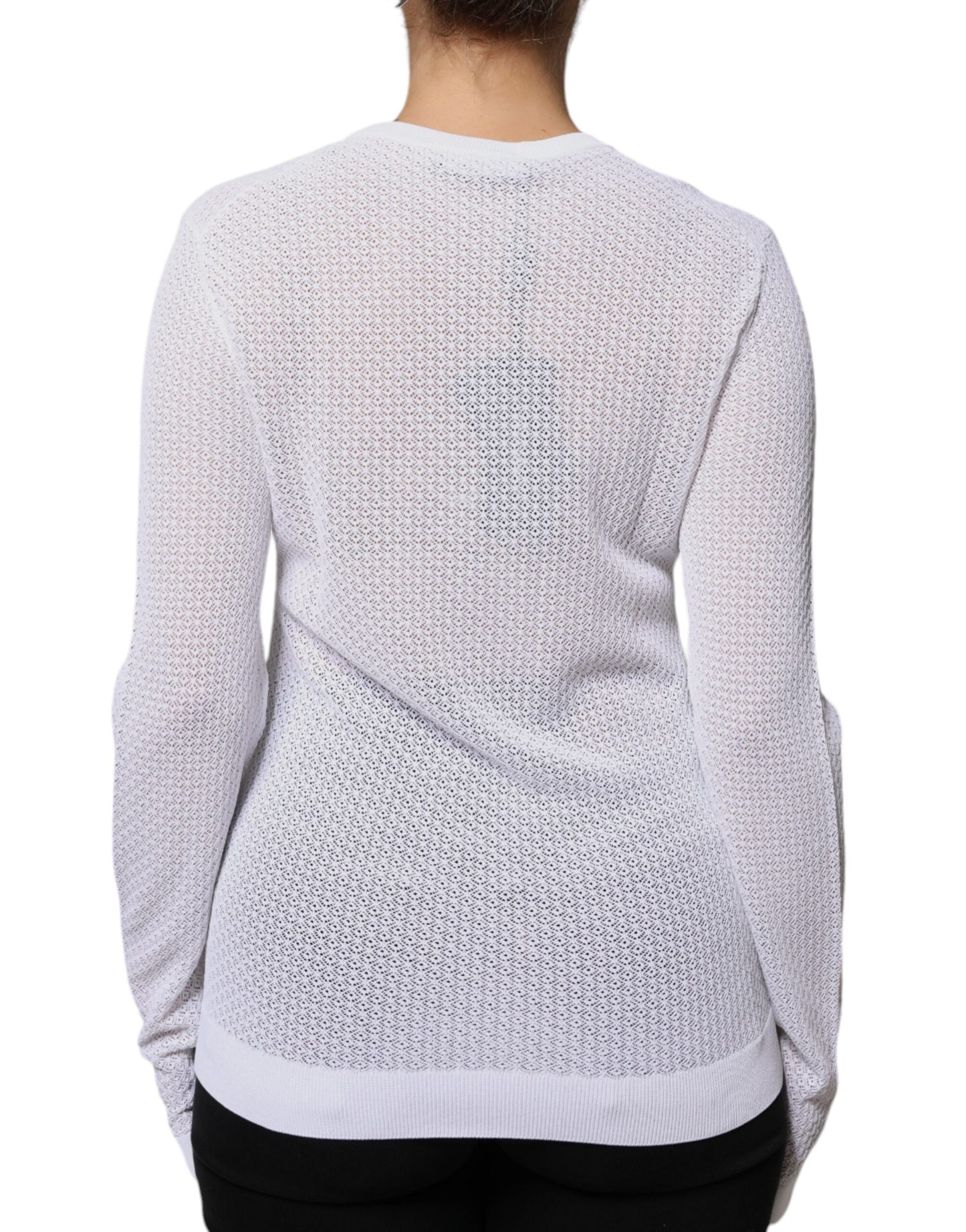 Dolce & Gabbana White Mesh See Through Long Sleeves Top