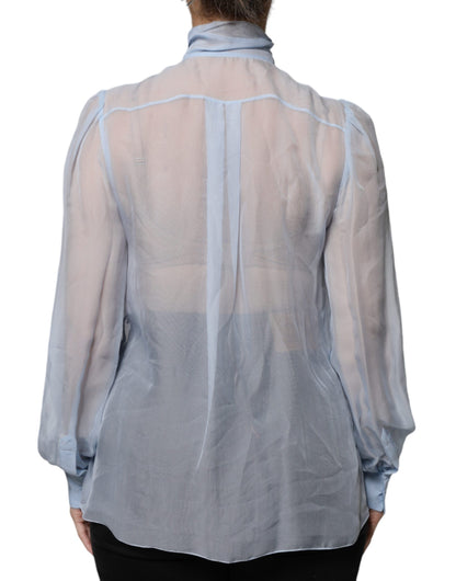 Dolce & Gabbana Blue Long Sleeve Button Down Blouse Top