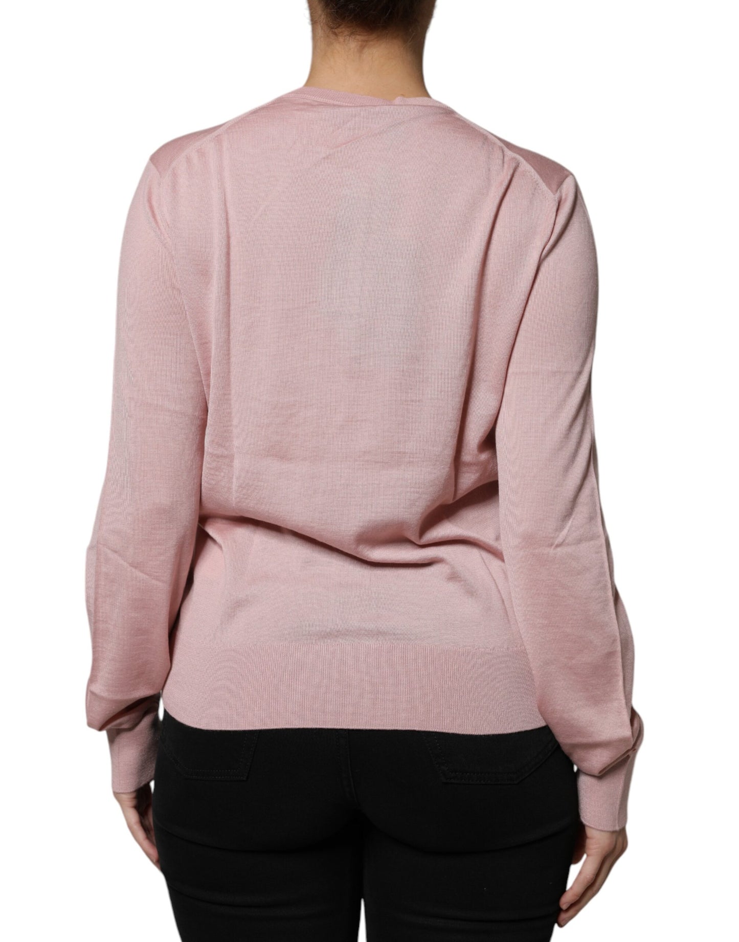 Dolce & Gabbana Pink Wool Knit Button Down Cardigan Sweater