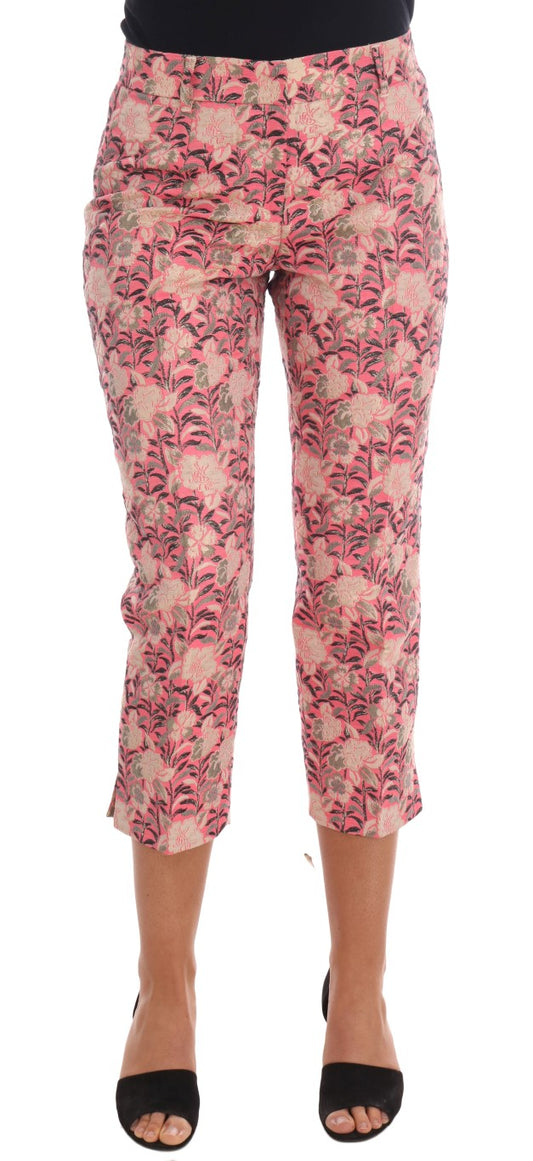 Dolce &amp; Gabbana Rosa Blumenbrokat-Caprihose