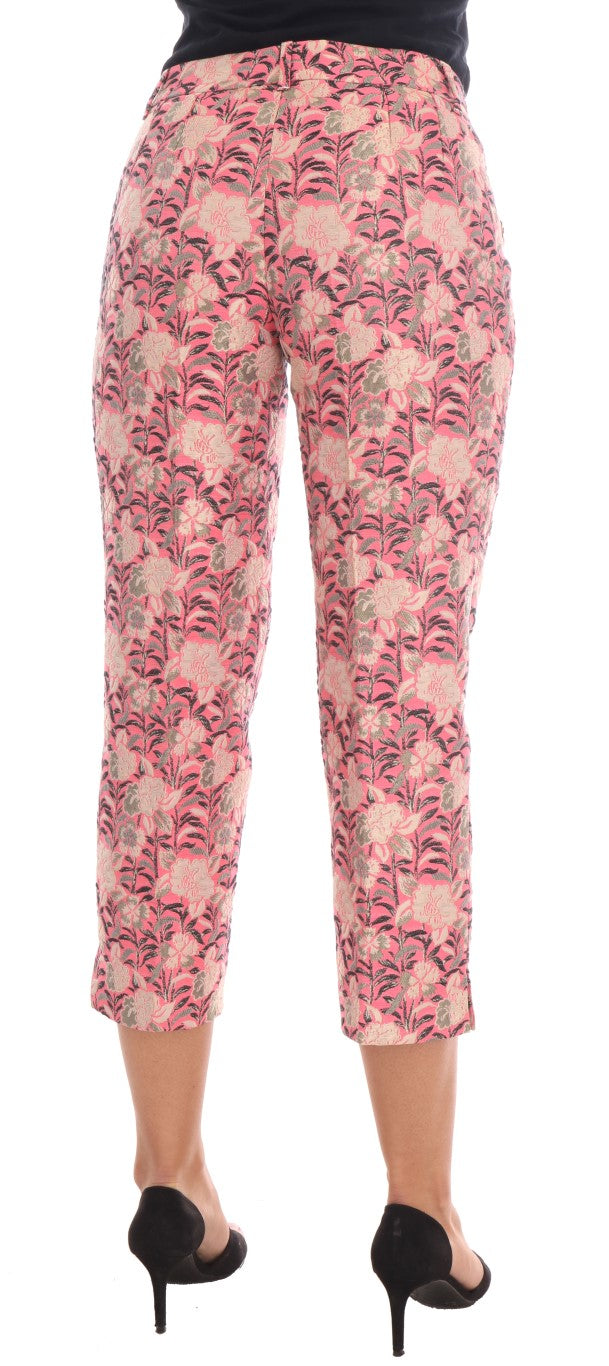 Dolce &amp; Gabbana Rosa Blumenbrokat-Caprihose